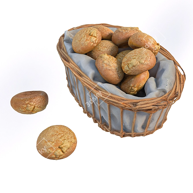 Delicious Baking Basket 3D model image 2