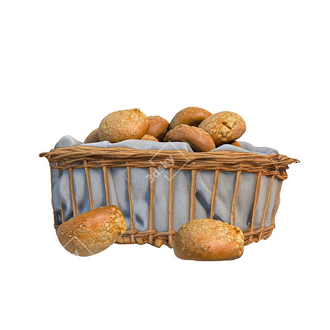 Delicious Baking Basket 3D model image 3