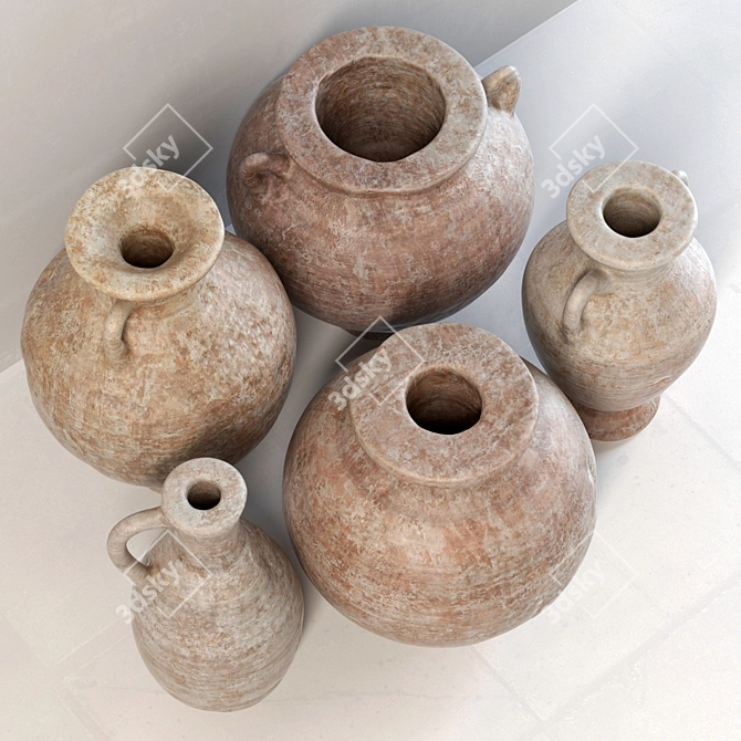 Ancient Clay Utensils 3D model image 4