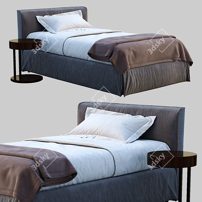 Meridiani LAW Single Bed: Sleek and Stylish 3D model image 1