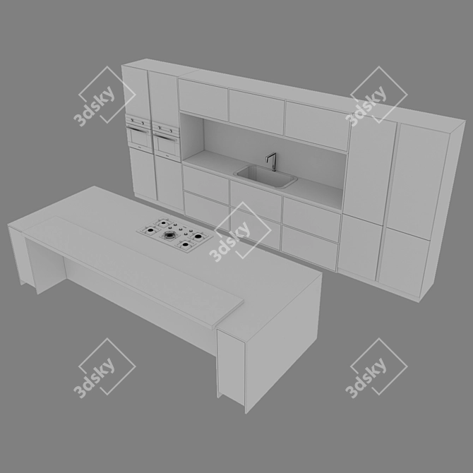 Sleek Modern Kitchen Design 3D model image 3