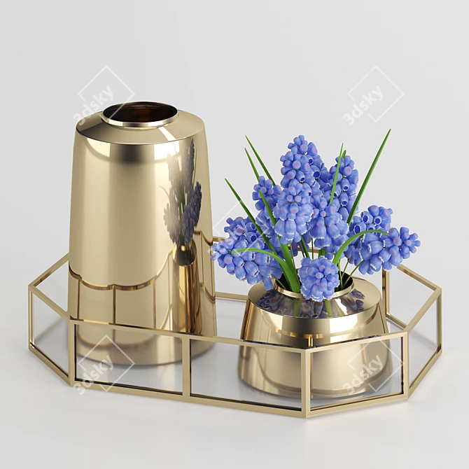 Russian Muscari Flower Bouquet 3D model image 2