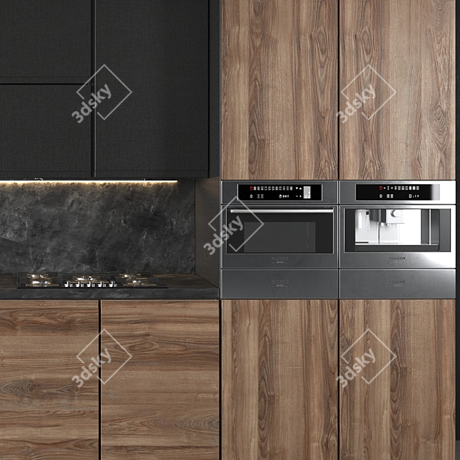 Versatile Kitchen Set: Oven, Coffee Machine, Steamers 3D model image 2