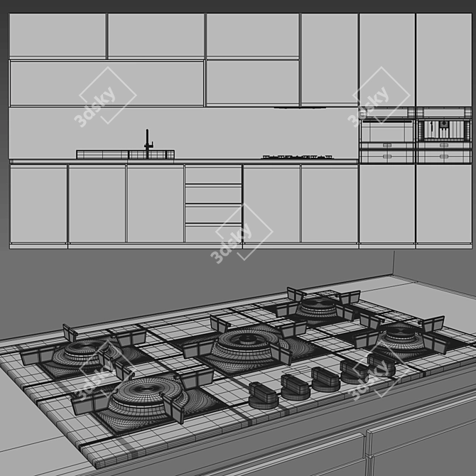 Versatile Kitchen Set: Oven, Coffee Machine, Steamers 3D model image 4