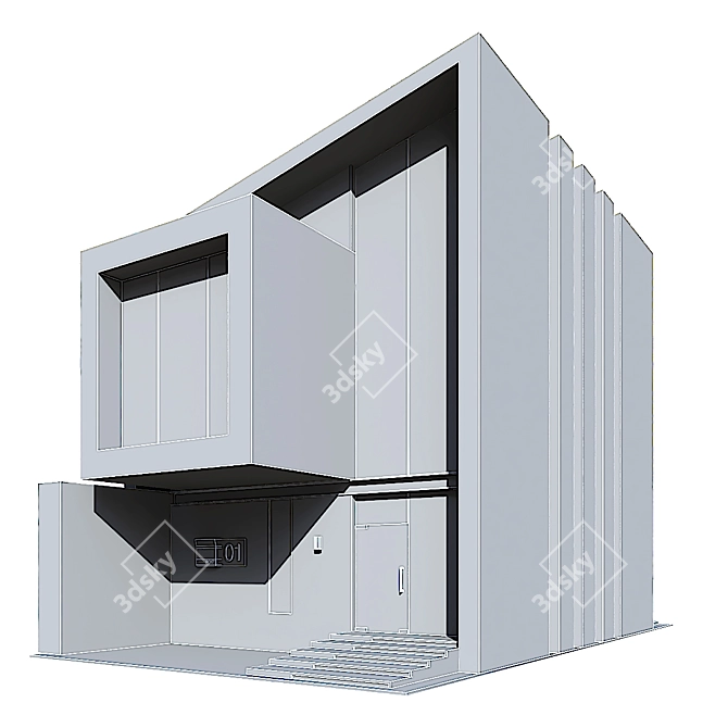 Modern Residential Building 3D Model 3D model image 4