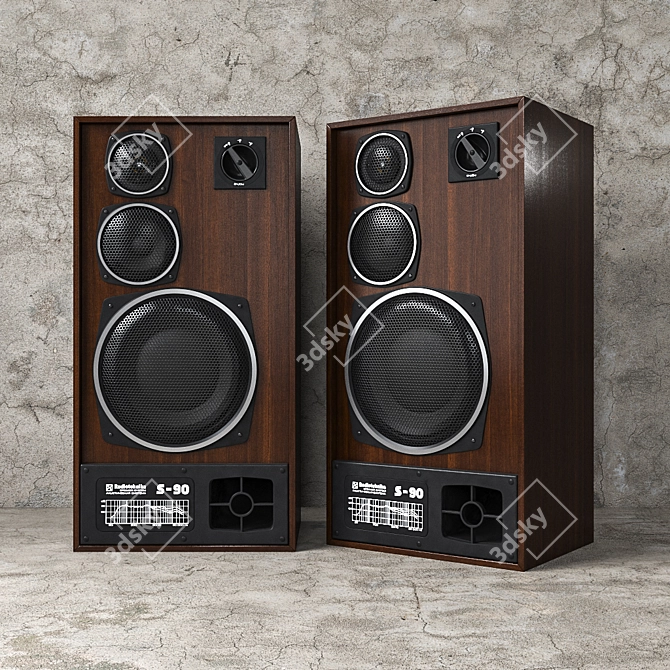 Vintage Wood Texture Radiotehnika S90 3D model image 4