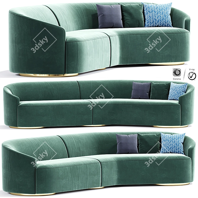 Sleek Vladimir Kagan Curve Sofa 3D model image 1