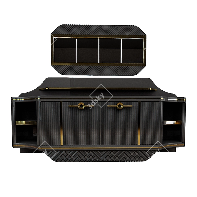 Exquisite Gold Lacquer Console 3D model image 1