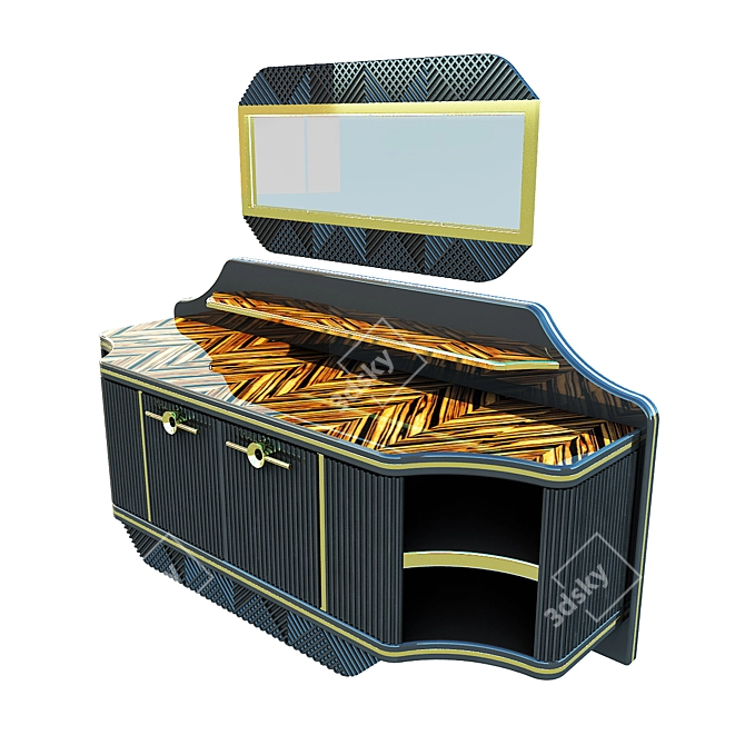 Exquisite Gold Lacquer Console 3D model image 2