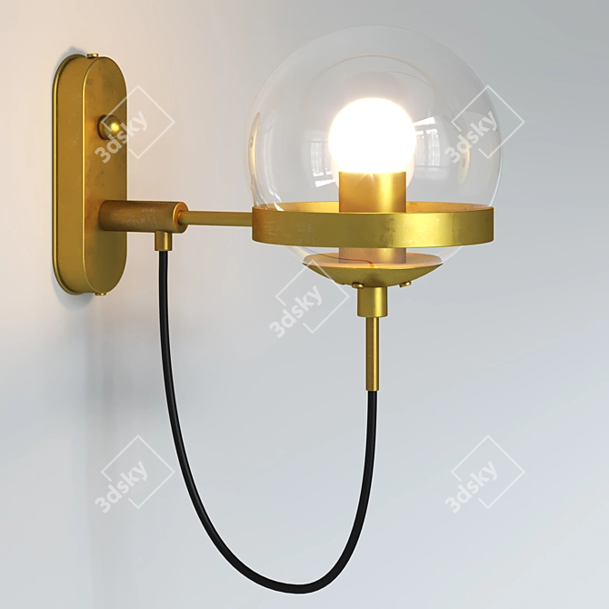 Vintage Retro Globe Wall Lamp 3D model image 4