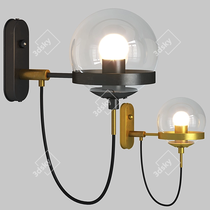 Vintage Retro Globe Wall Lamp 3D model image 6