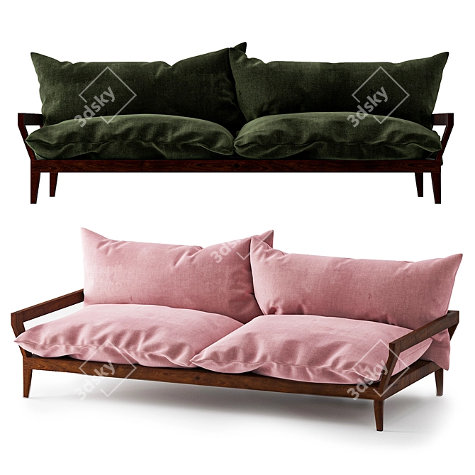 Boho Chic Sofa: Stylish and Cozy 3D model image 1