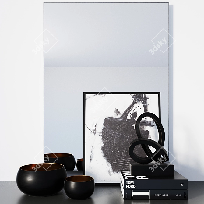 RH Decor Set: Mirror, Art, Vessels 3D model image 1