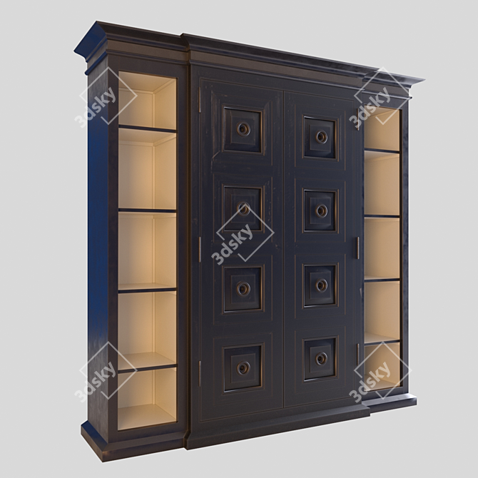 Vintage Wood Bookcase: Handcrafted with Natural Finish 3D model image 1