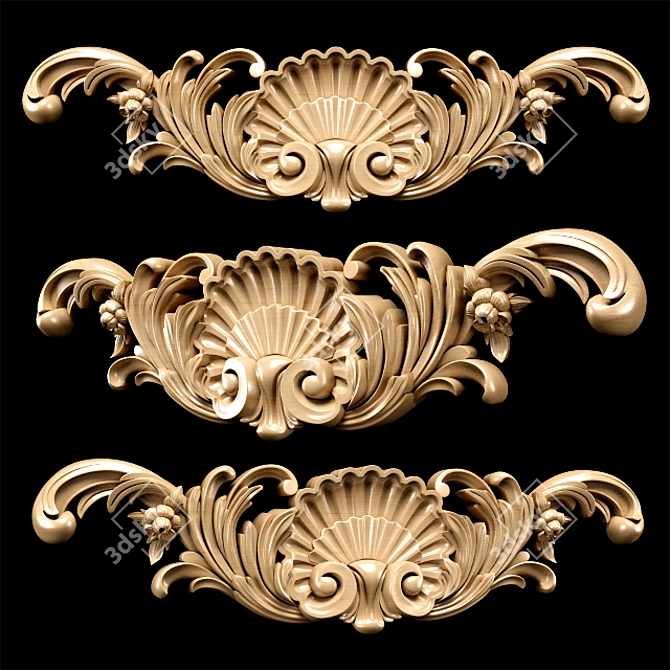 Baroque Carving Trim for CNC & Renders 3D model image 2