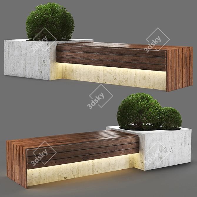 Poly Bench | 280cm Length | Unique Design 3D model image 1