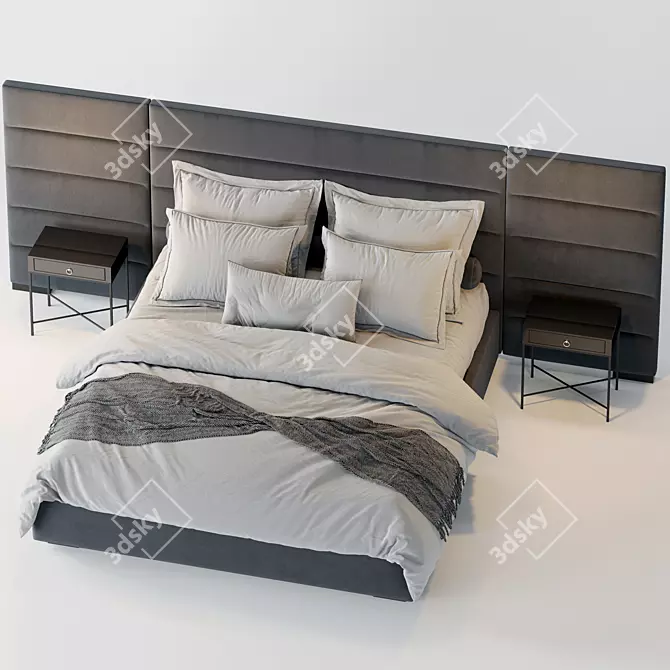 Modena Fabric Platform Bed 3D model image 2