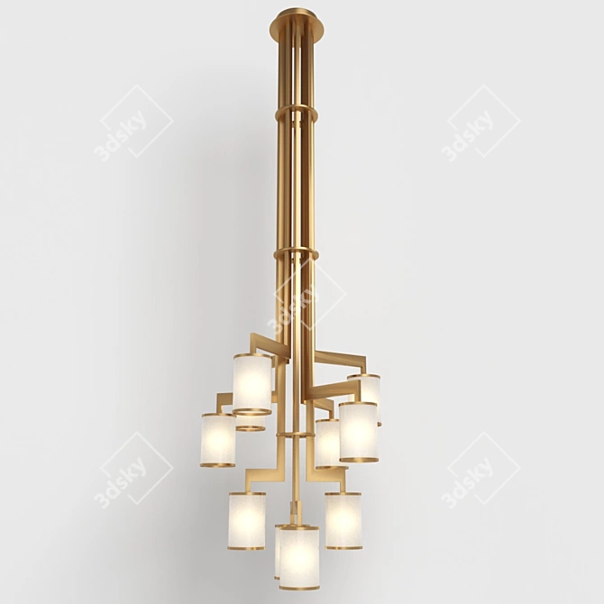 Modern Brass Pendant Light with Textile Shade 3D model image 1