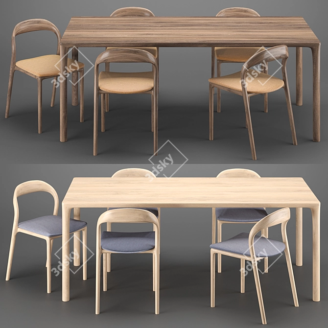 Artisan Jean Table & Neva Chair Set 3D model image 1