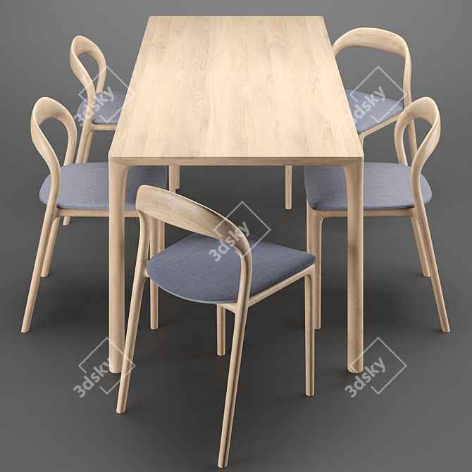 Artisan Jean Table & Neva Chair Set 3D model image 2