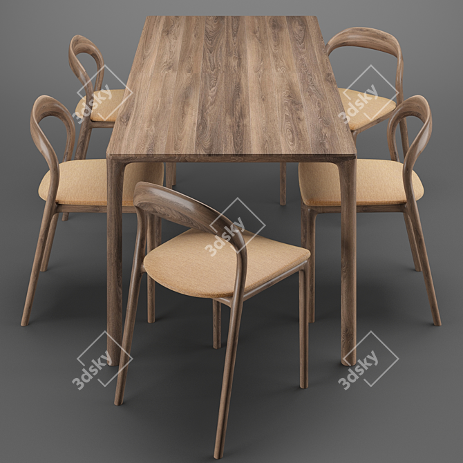 Artisan Jean Table & Neva Chair Set 3D model image 3