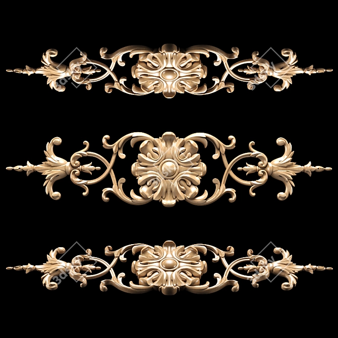 Elegant Classical Carved Trim 3D model image 1