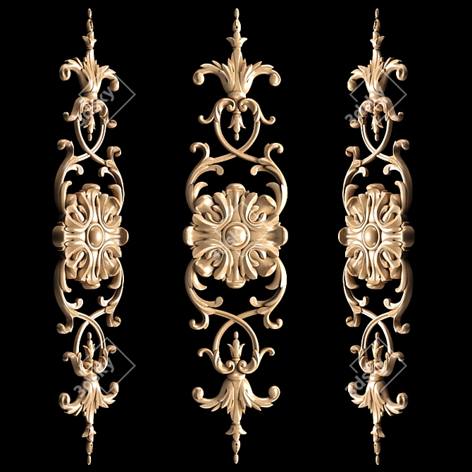 Elegant Classical Carved Trim 3D model image 2