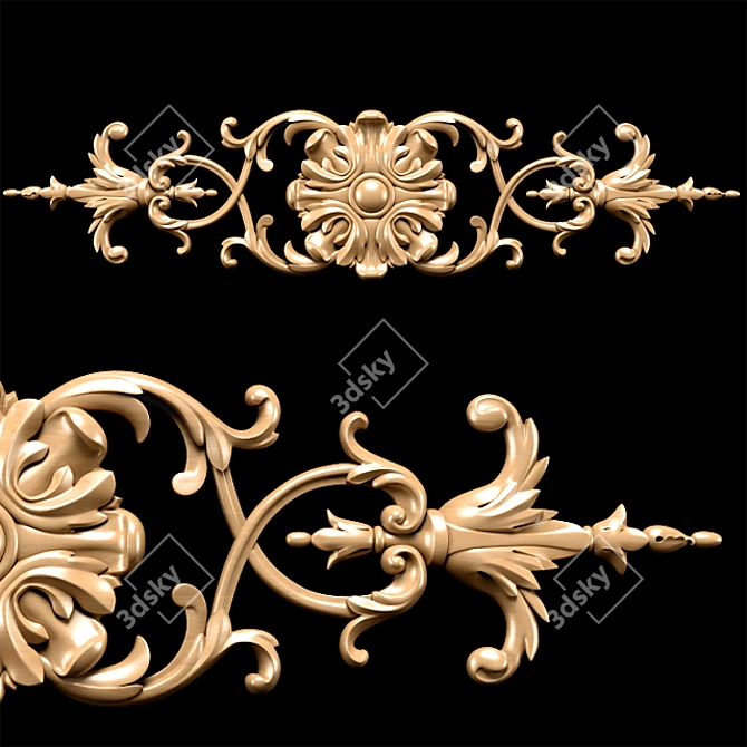 Elegant Classical Carved Trim 3D model image 3