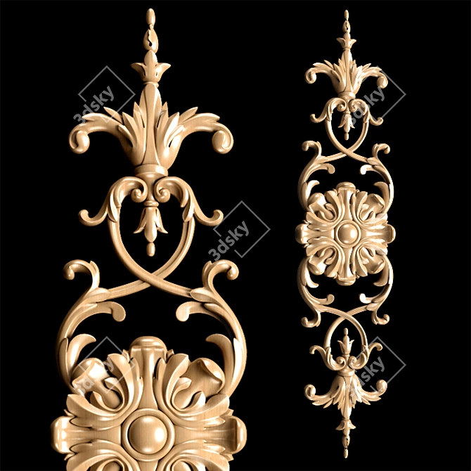 Elegant Classical Carved Trim 3D model image 4