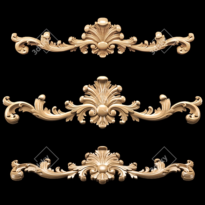 Baroque Carving Embellishment: High-Quality, CNC-Ready 3D model image 1