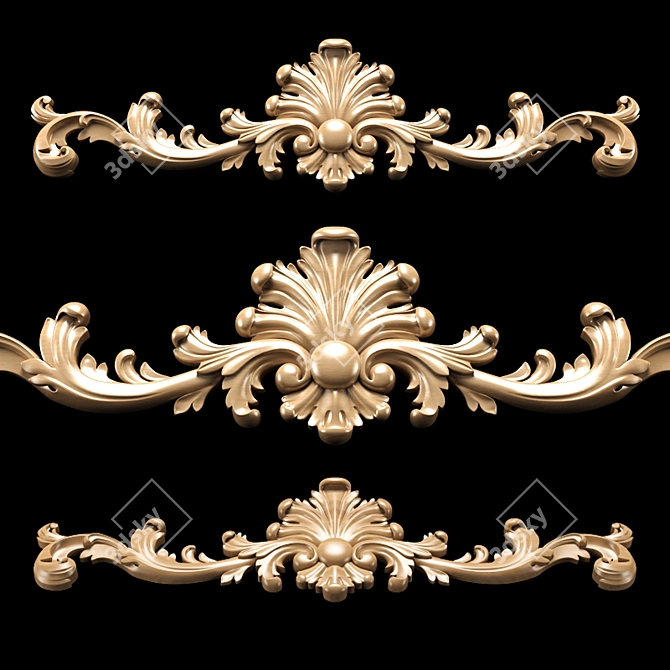 Baroque Carving Embellishment: High-Quality, CNC-Ready 3D model image 2