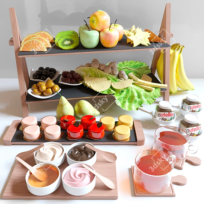 Versatile Fruit Plate Set | Cheese, Dessert, Yogurt, Sauce 3D model image 1