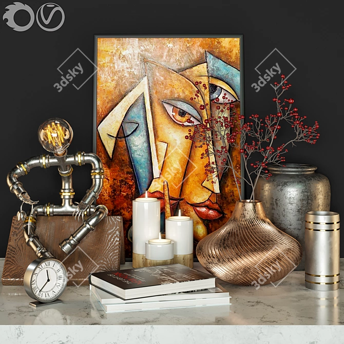 Modern Decorative Set: 2 Pieces 3D model image 1