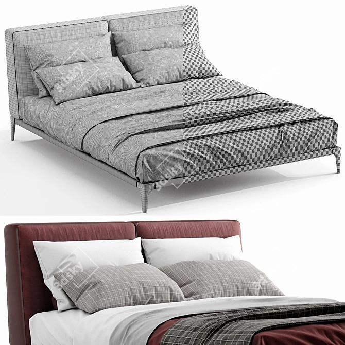 Modern Poliform Park Uno Bed - Sleek and Stylish 3D model image 4