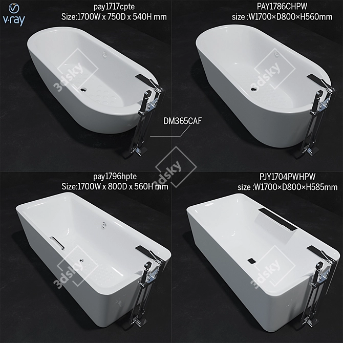 TOTO Renesse Floor Standing Tub Filler with Hand Shower 3D model image 1
