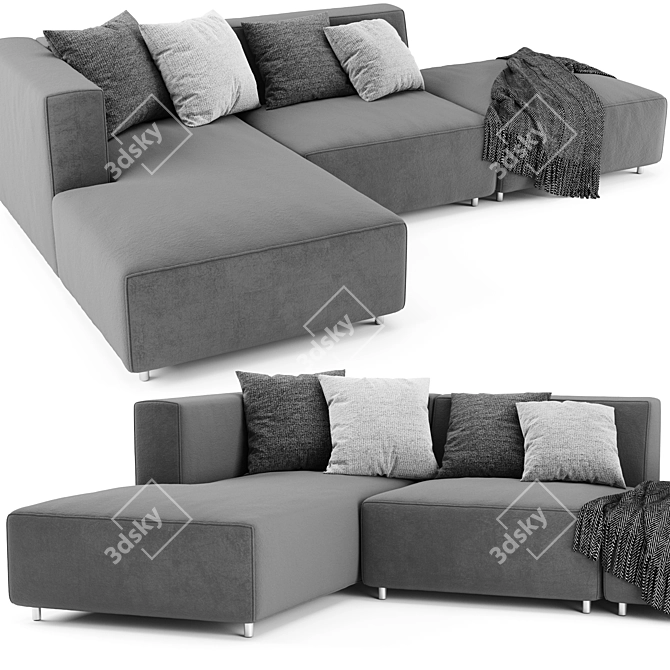 BoConcept Carmo Contemporary Chaise Longue Sofa 3D model image 3