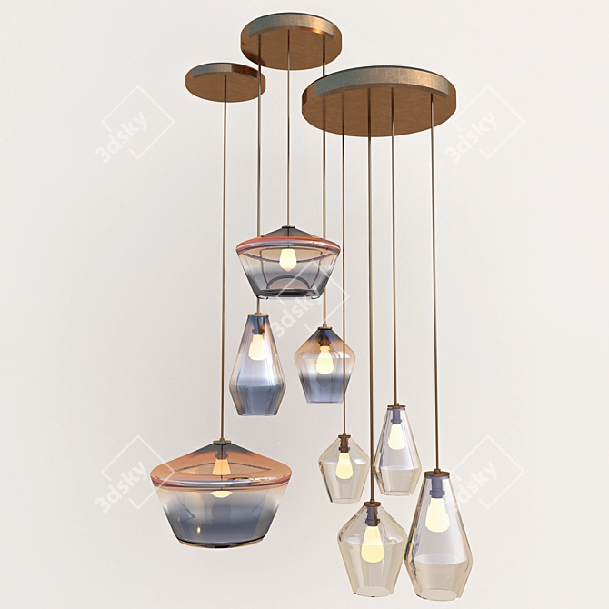 Sculptural Ombre Glass Chandelier 3D model image 2