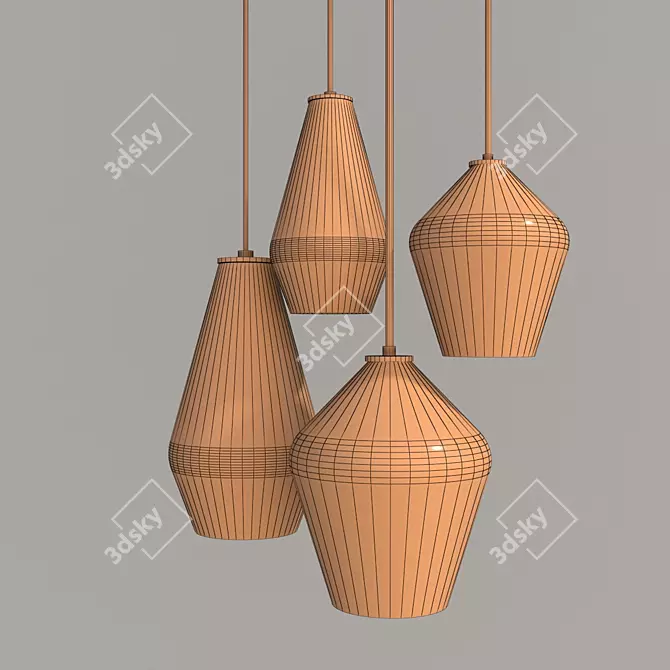 Sculptural Ombre Glass Chandelier 3D model image 3