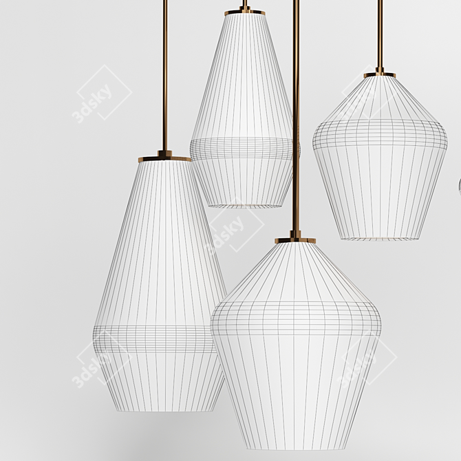 Sculptural Ombre Glass Chandelier 3D model image 5