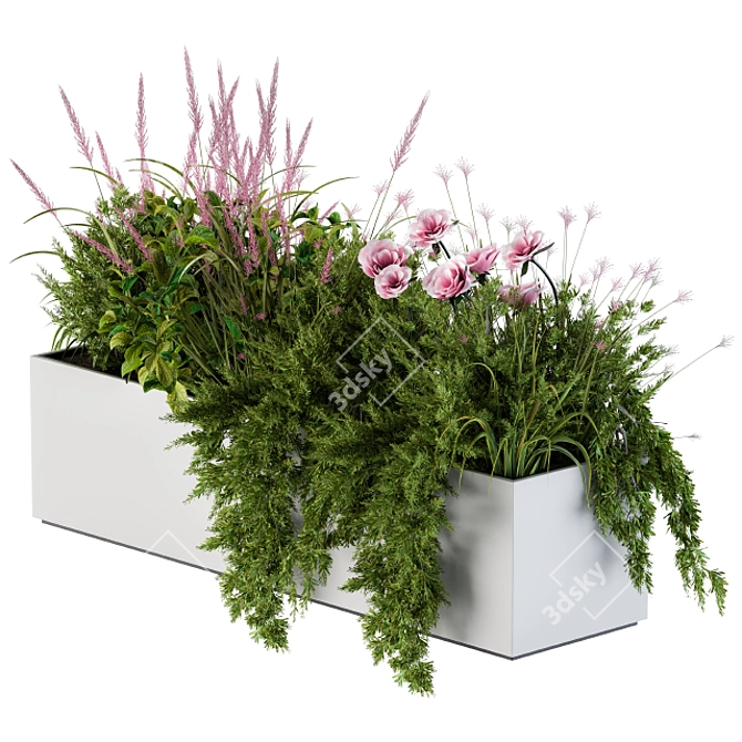 Window Flower Box in Pink 3D model image 1