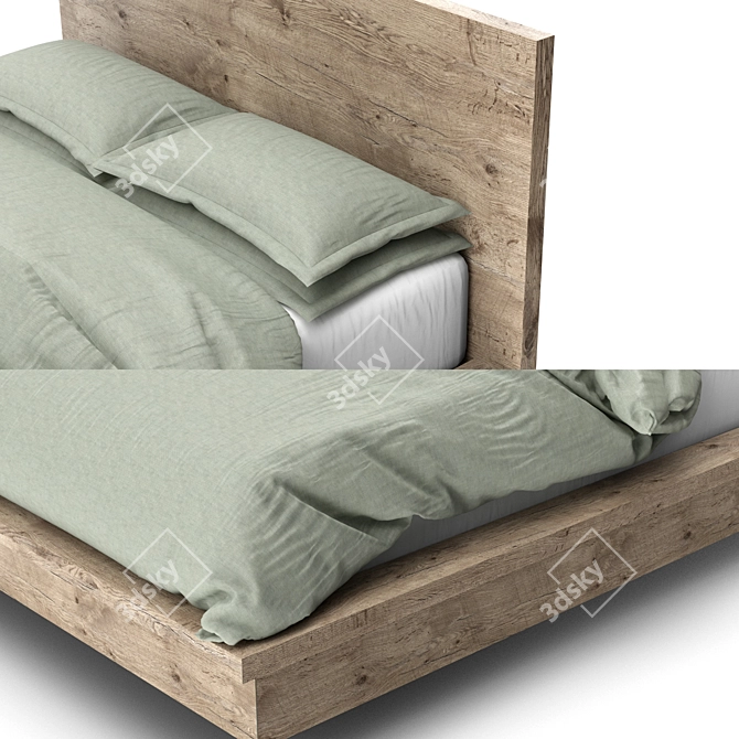 Russian Oak Platform Bed: Rustic Elegance in Your Bedroom 3D model image 3