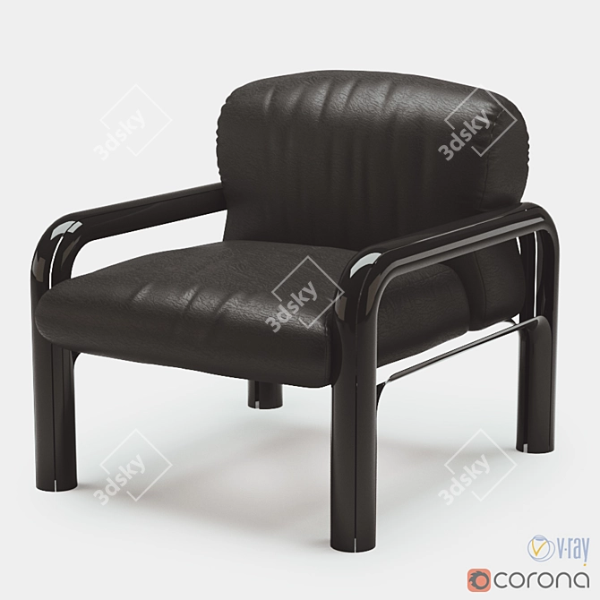 Sleek Gae Aulenti Leather Armchairs 3D model image 1
