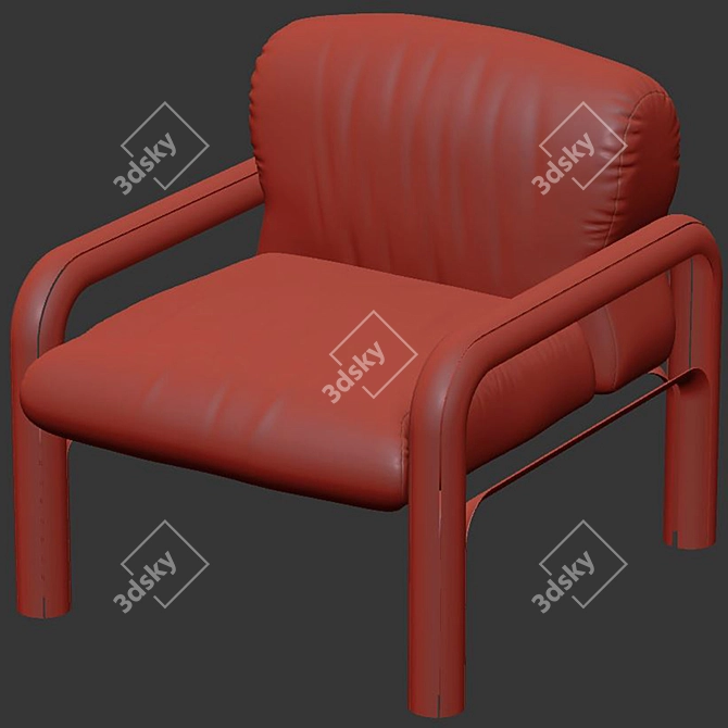 Sleek Gae Aulenti Leather Armchairs 3D model image 4
