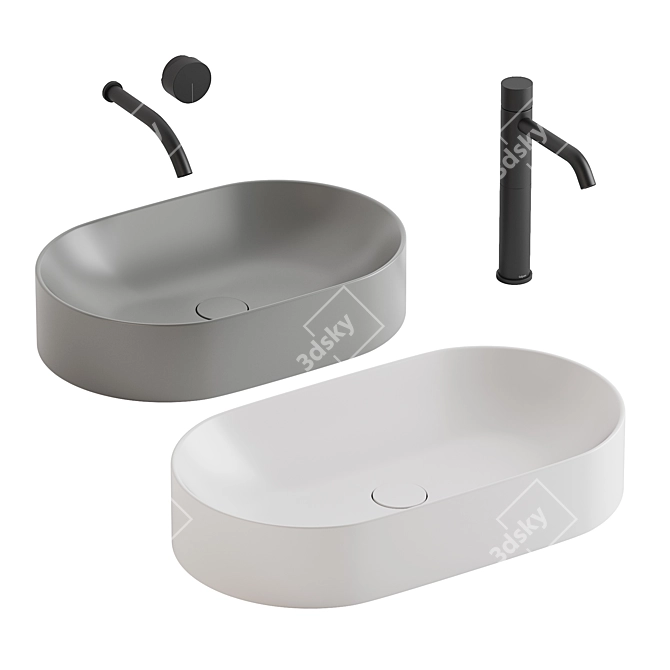 Modern Nic Pin Washbasins + Falper Acquifero Mixers 3D model image 1