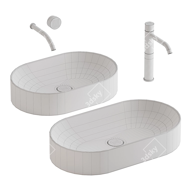 Modern Nic Pin Washbasins + Falper Acquifero Mixers 3D model image 3