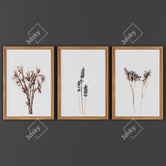 Wooden Frame Trio: Collection of 3 Pictures 3D model image 1