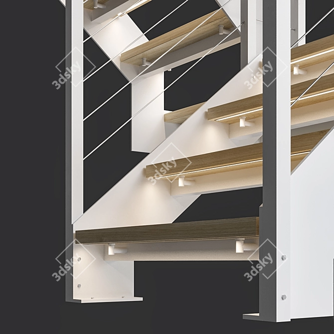 Title: Loft-Style White Staircase 3D model image 2