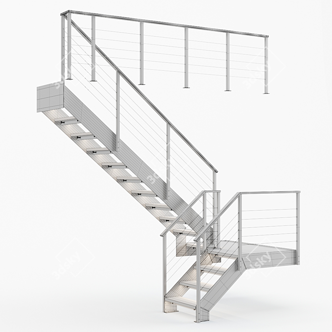 Title: Loft-Style White Staircase 3D model image 4