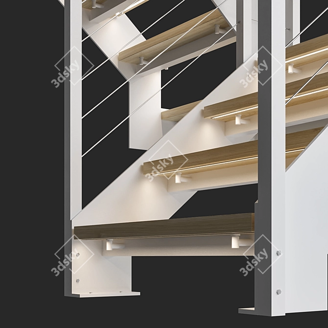 Title: Loft-Style White Staircase 3D model image 6