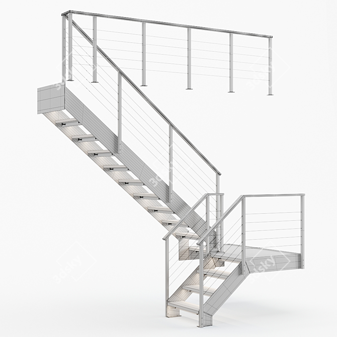 Title: Loft-Style White Staircase 3D model image 8